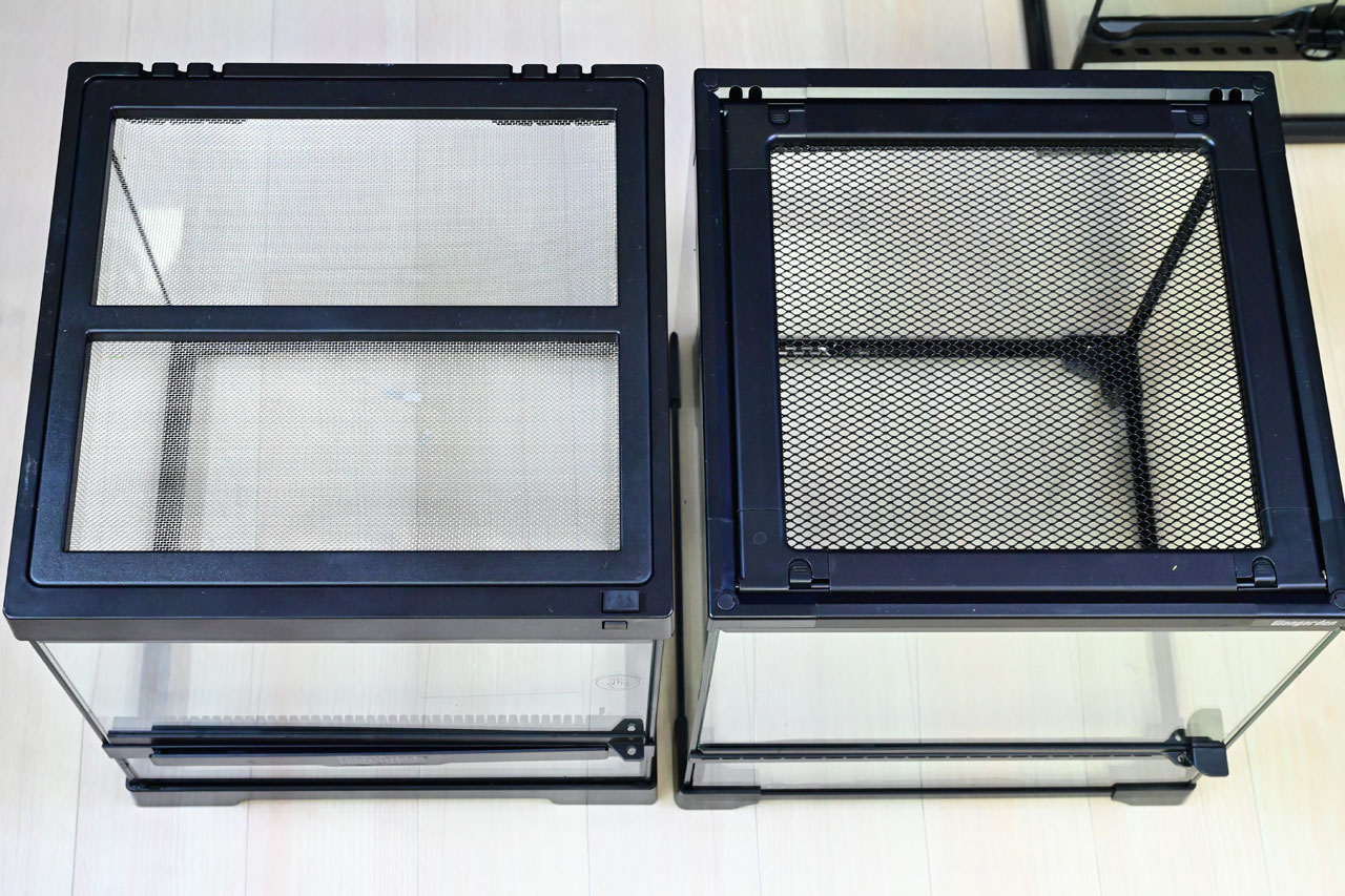 グラステラリウムPROとレプタイルガーデンの比較（上から）